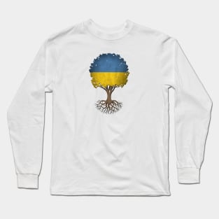 Tree of Life with Ukrainian Flag Long Sleeve T-Shirt